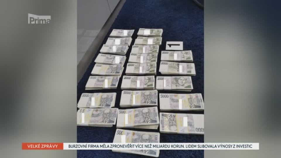 20.02. 2020 VELKÉ ZPRÁVY: BURZOVNÍ FIRMA MĚLA ZPRONEVĚŘIT VÍCE NEŽ MILIARDU KORUN. LIDEM SLIBOVALA VÝNOSY Z INVESTIC